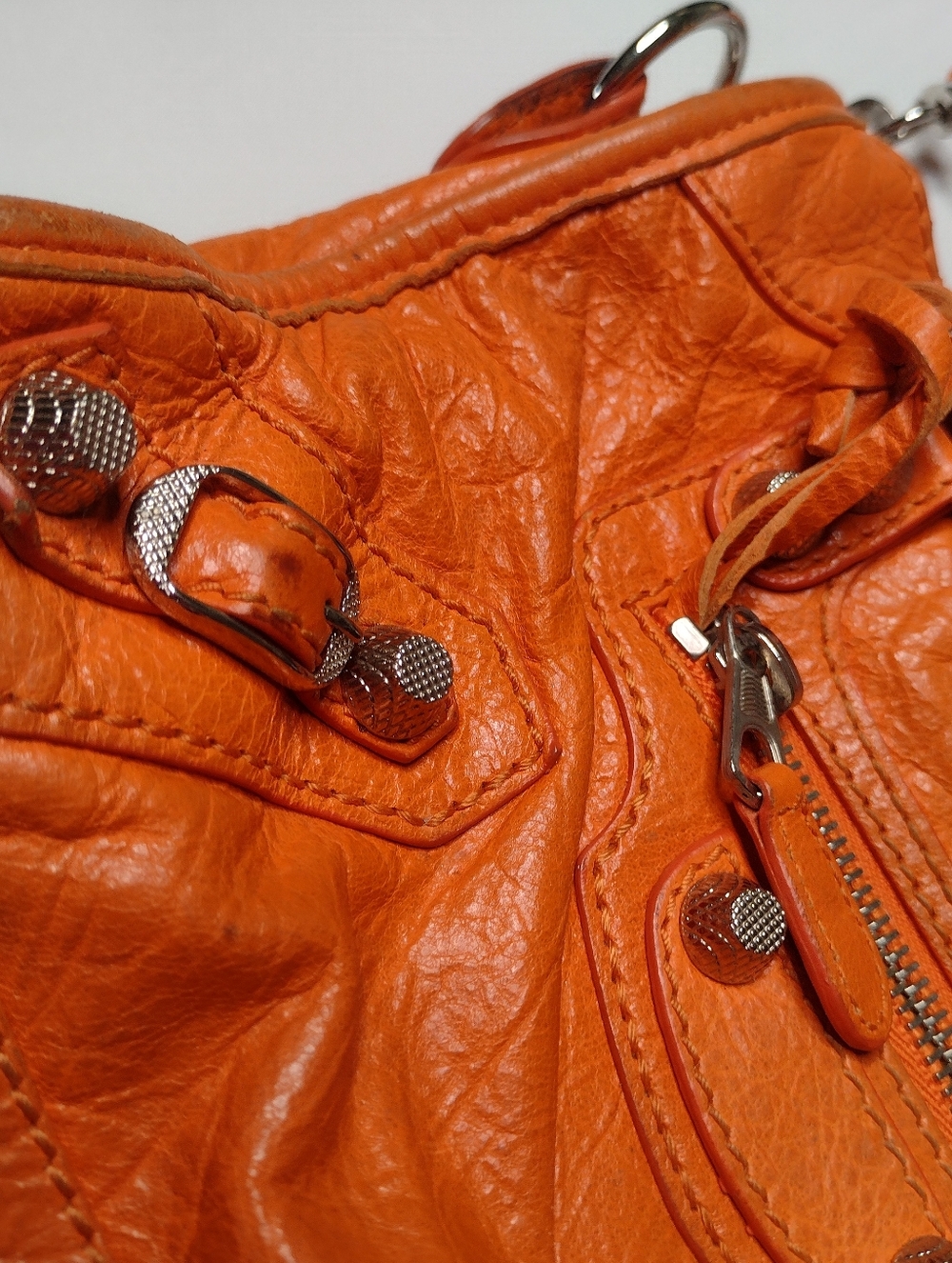 Balenciaga Mini Le City Top Handle Bag  Leather Orange Purse Crossbody - Picture 3 of 14